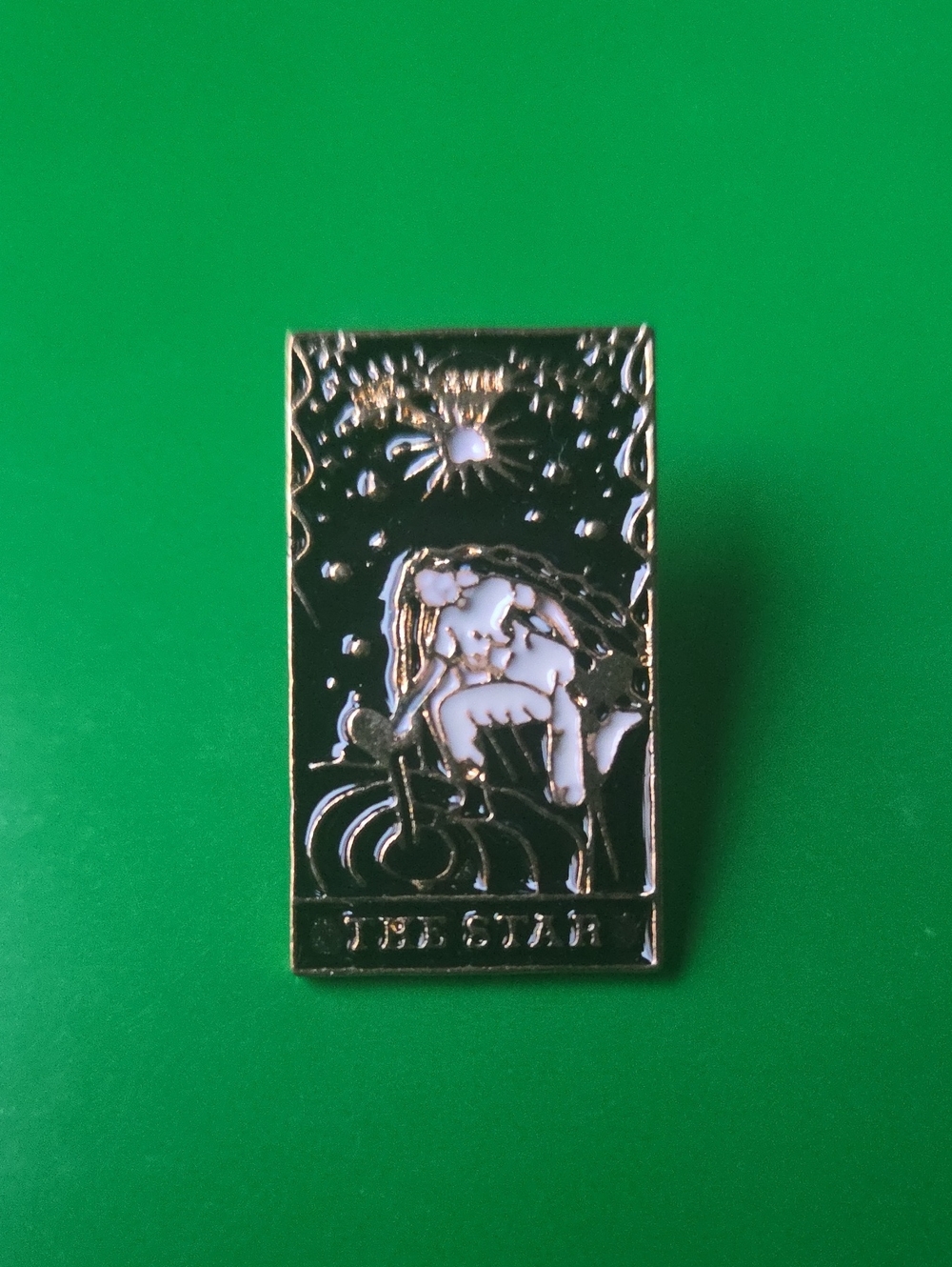Tarot Star Enamel Pin - White and Gold Home Art Accent